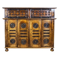 Ornate Chinese Chestnut Cabinet from the 19th Century