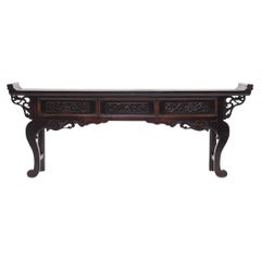Ornate Chinese Three-Drawer Altar Table, circa 1850