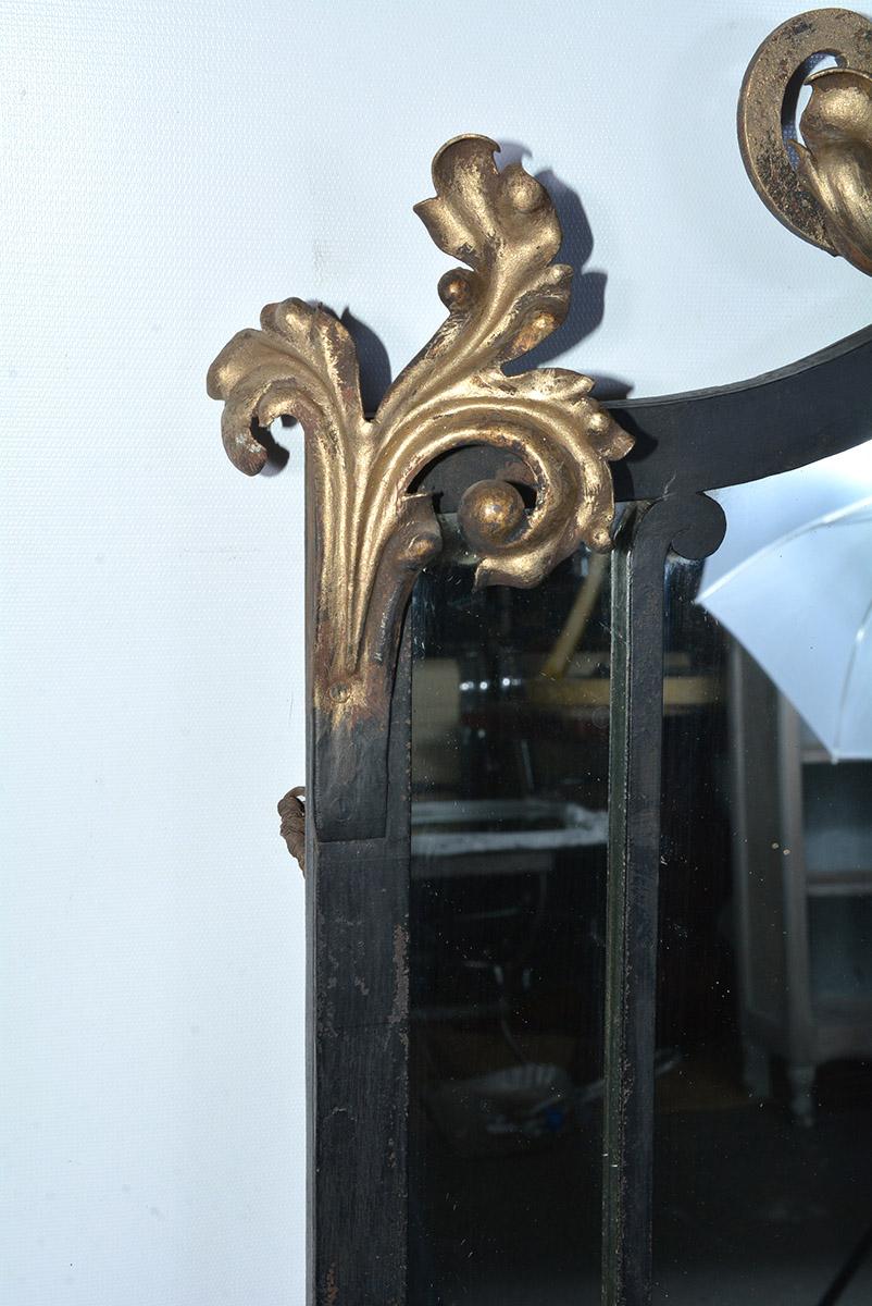 Hollywood Regency Ornate Chippendale Style Tole Metal Frame Mirror For Sale