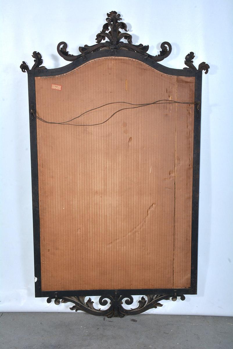 Ornate Chippendale Style Tole Metal Frame Mirror For Sale 1