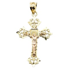 Pendentif crucifix orné en or jaune 14k