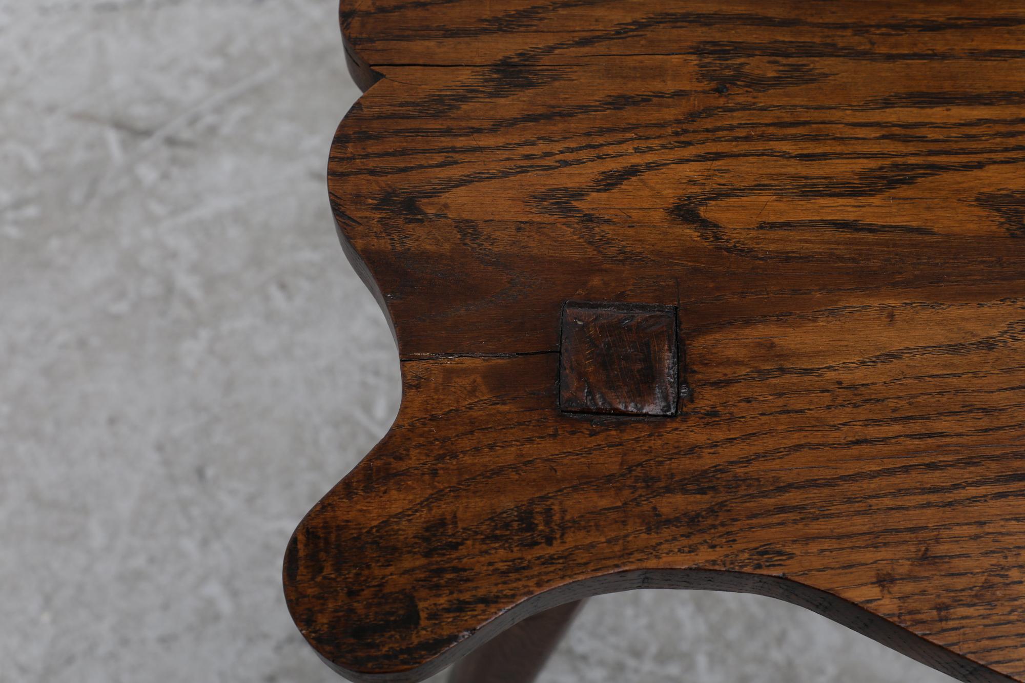 Ornate Dark Oak Brutalist Parlor Table 9