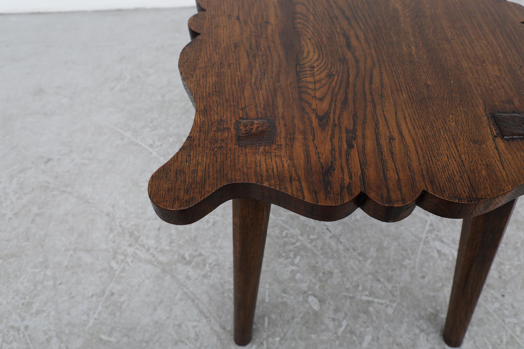 20th Century Ornate Dark Oak Brutalist Parlor Table
