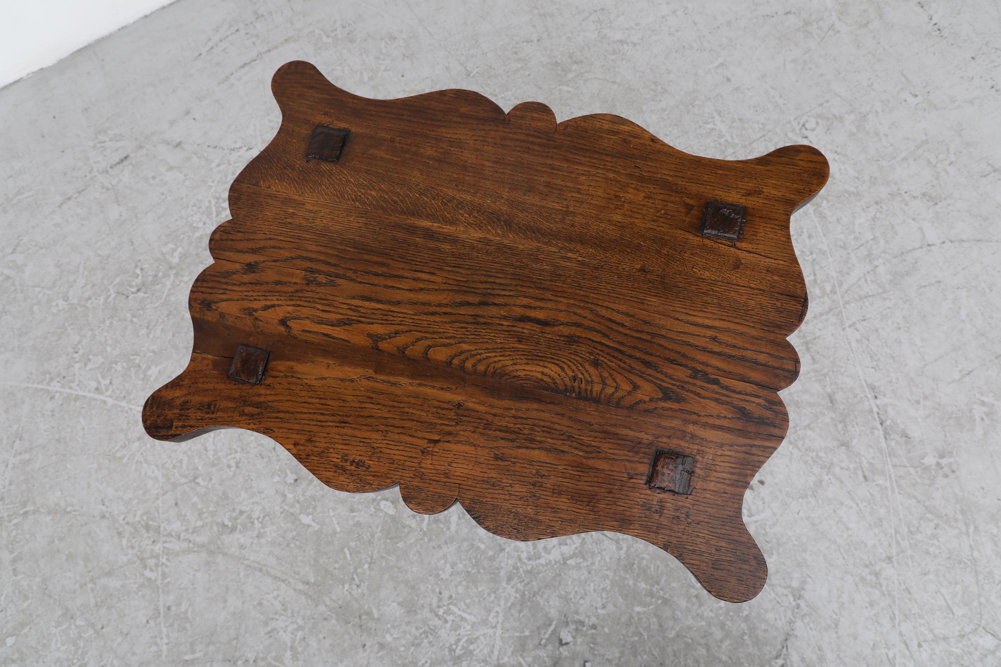 Ornate Dark Oak Brutalist Parlor Table 2