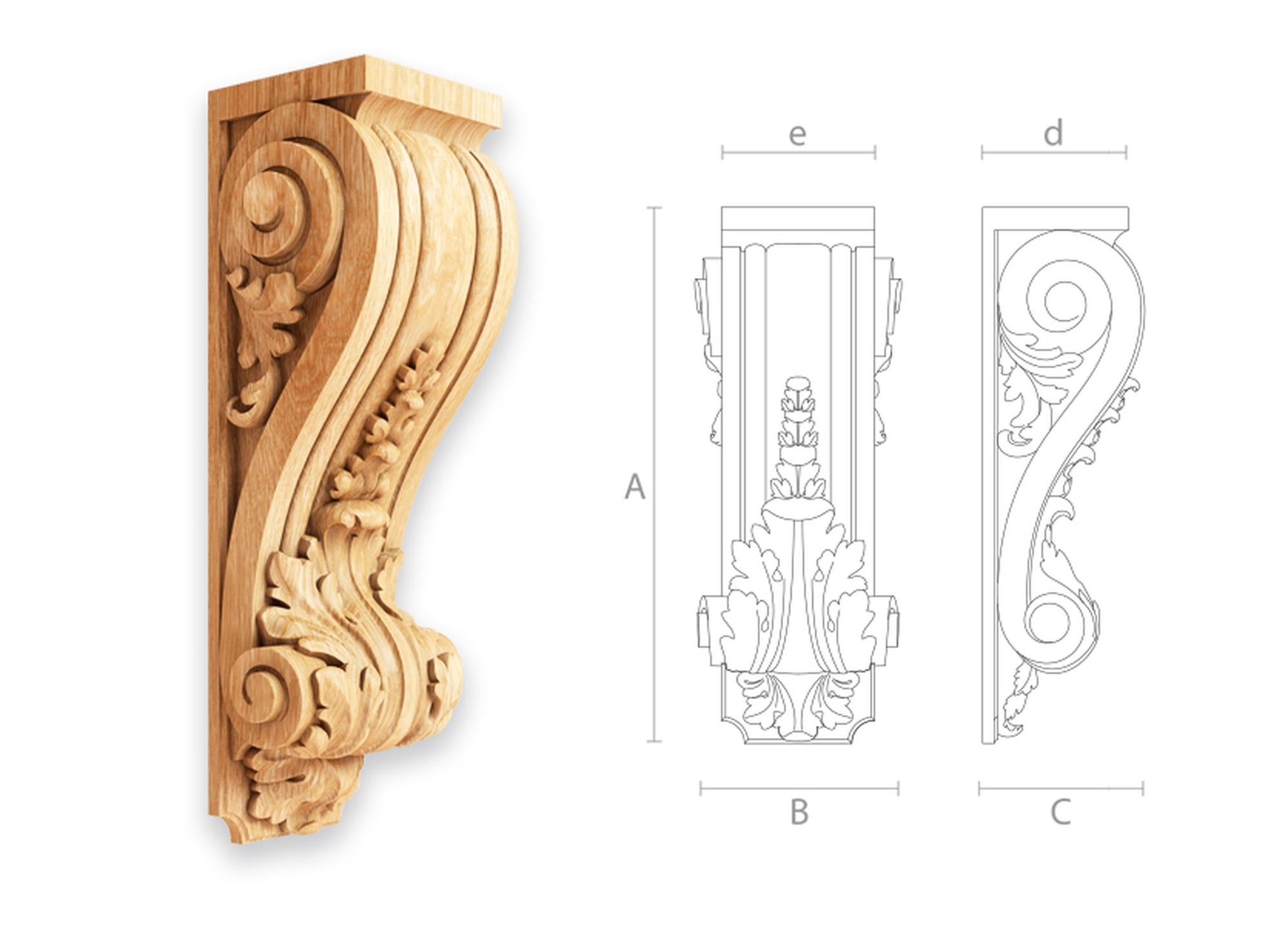 Victorian Ornate Decorative Carved Wood Corbel with acanthus, Fireplace Surround For Sale