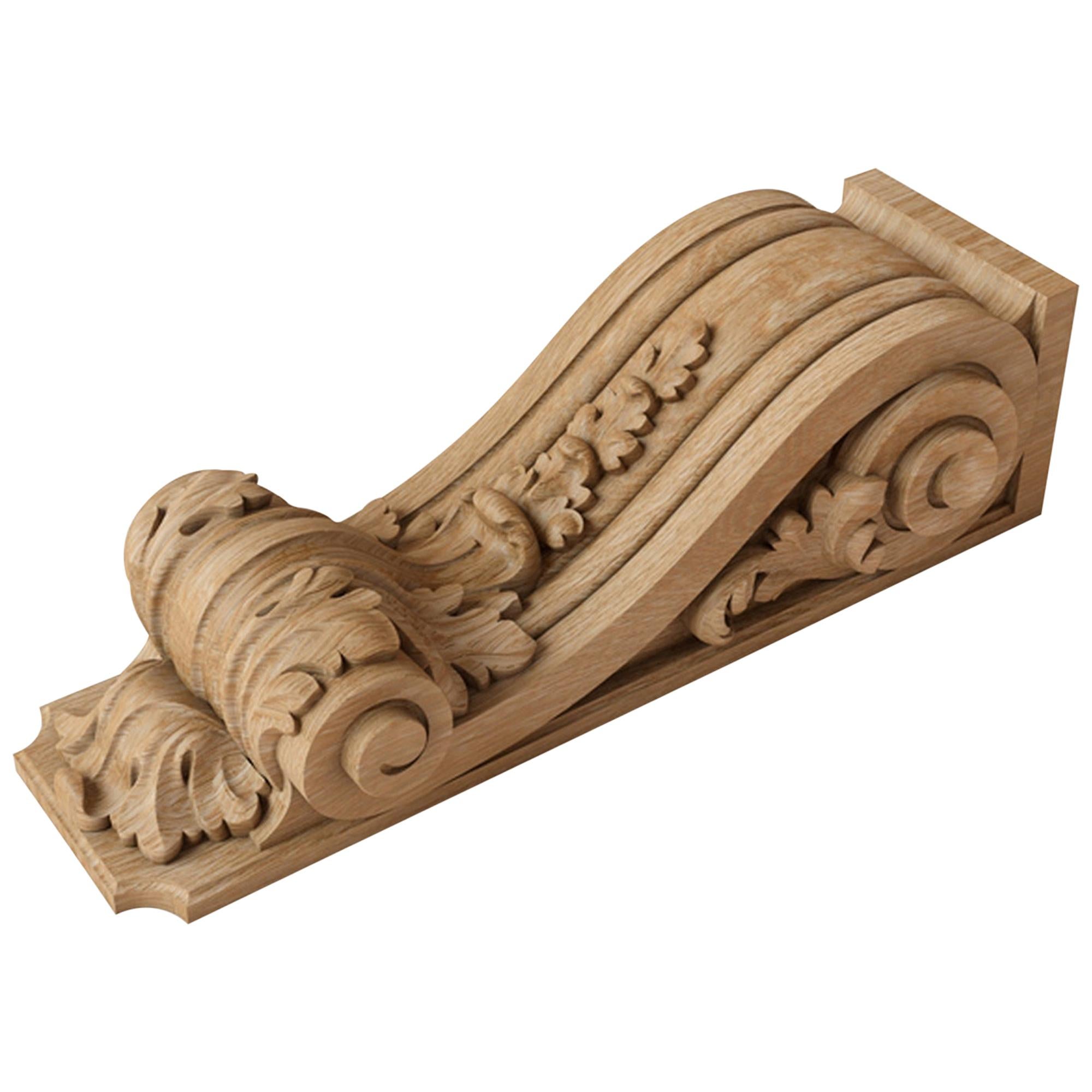 Ash Wood Fireplace Corbels with Fan AS739 Matched Pair Hand Carved Solid Wood 