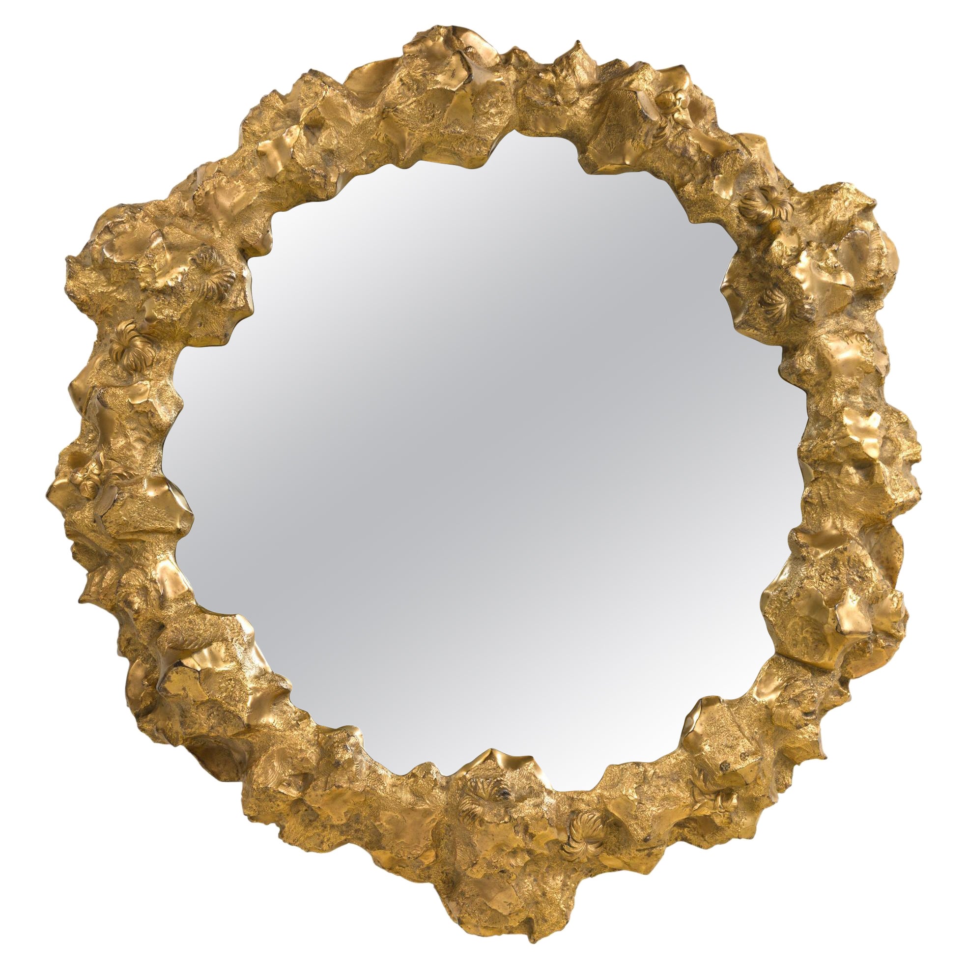 Miroir décoratif orné en bronze coulé, France, années 1940