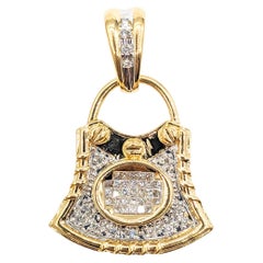 Ornate Diamond Purse Pendant Charm in Yellow Gold