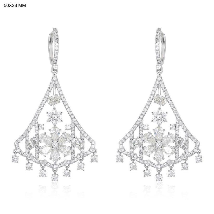 Orecchini con gocce di diamante in oro bianco 18 carati 