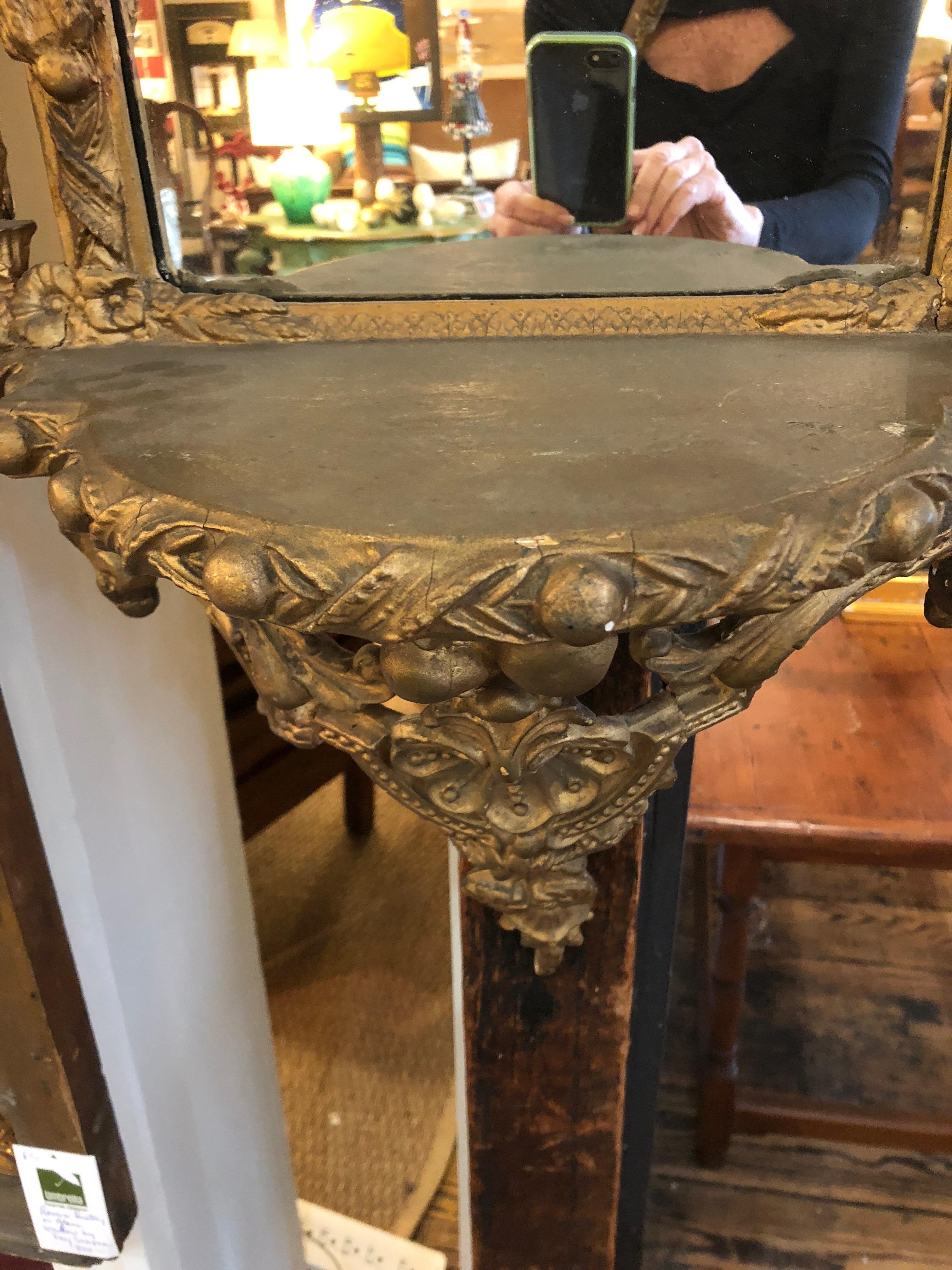 Ornate Elongated Shabby Chic French Mirror with Candleabra 5