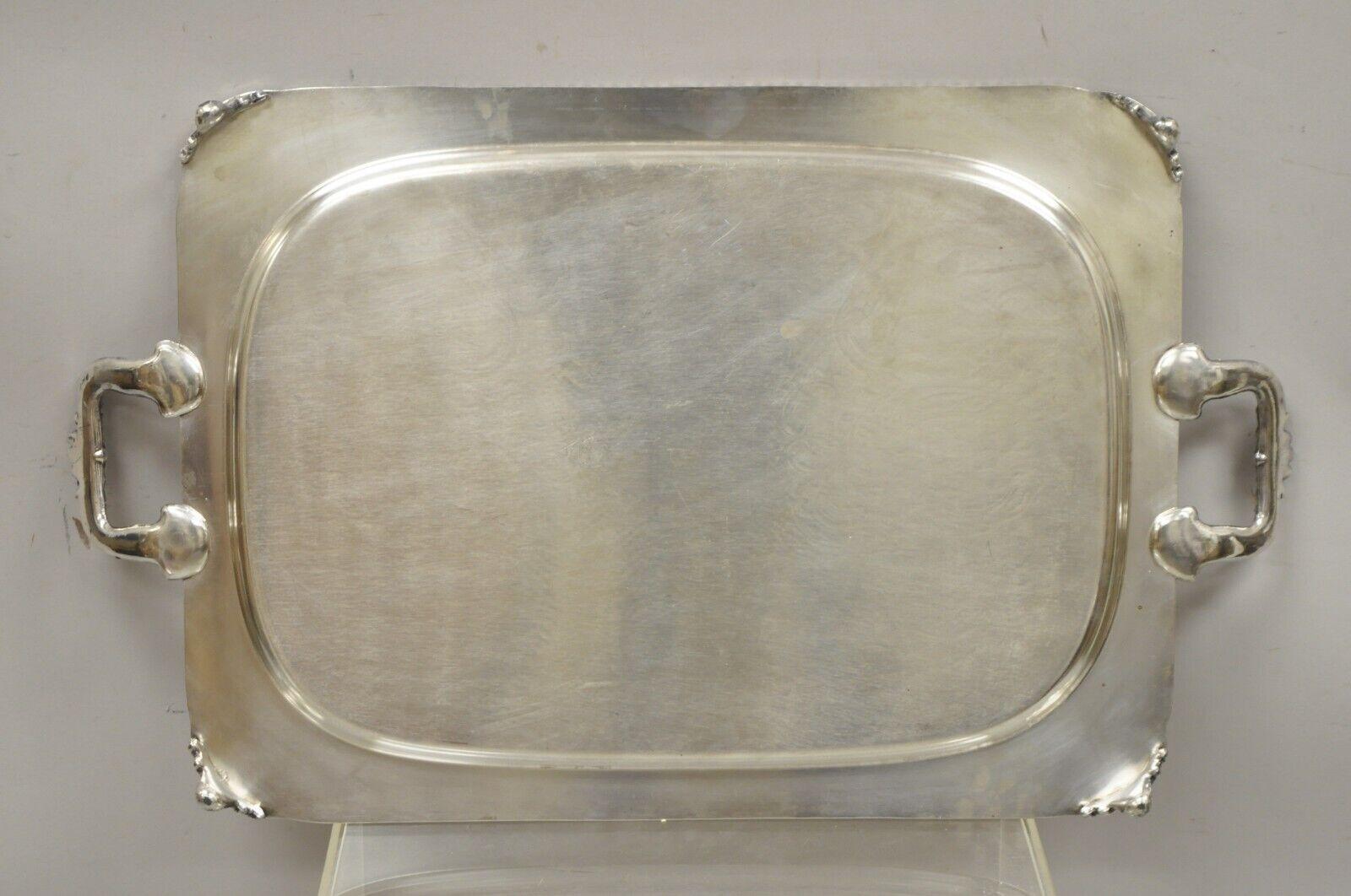 Ornate English Victorian Twin Handle Heavy Silver Plate Platter Tray For Sale 5