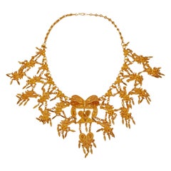 Ornate Filigree Statement Bib Necklace, circa 1960