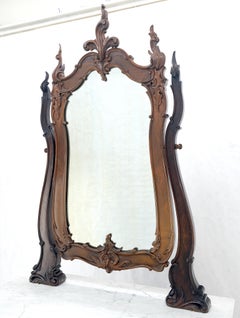 Ornate Fine Carved Antique Rosewood Marble Top Dresser w/ Tilting Mirror MINT
