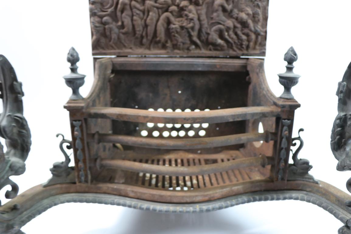 Ornate Fireplace Insert Coal Grate by Wm. Jackson In Good Condition In New York, NY