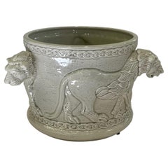 Used Ornate Fitz & Floyd Ceramic Planter with Lions