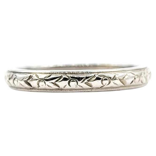 Ornate Floral Band Ring in 18k White Gold