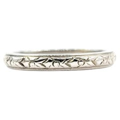 Ornate Floral Band Ring in 18k White Gold