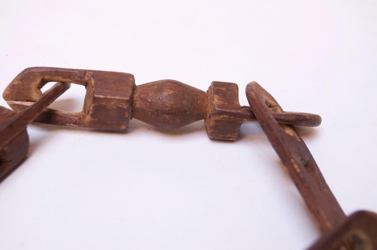 American Ornate Folk Art Hand Carved Wooden Whimsy Chain