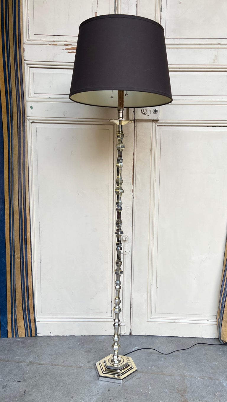 Ornate French 1940s Silver Plated Floor Lamp For Sale at 1stDibs