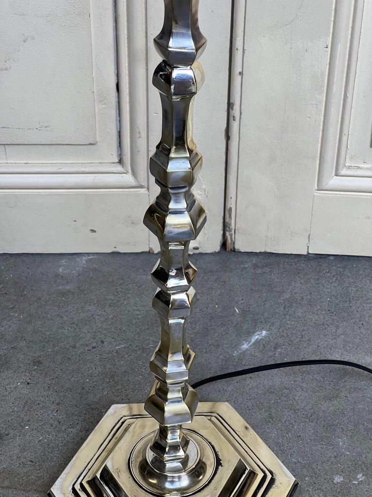 Ornate French 1940s Silver Plated Floor Lamp For Sale at 1stDibs