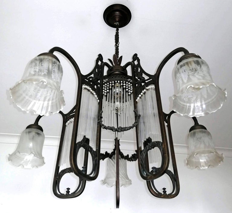 Ornate French Art Nouveau Deco, Art Nouveau Lighting Fixtures