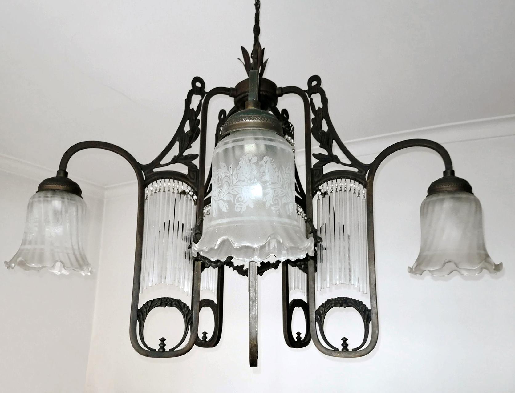 art nouveau chandelier antique