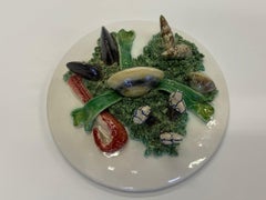 Ornate French Majolica Covered Serving Dish with Clam Shell Decoration