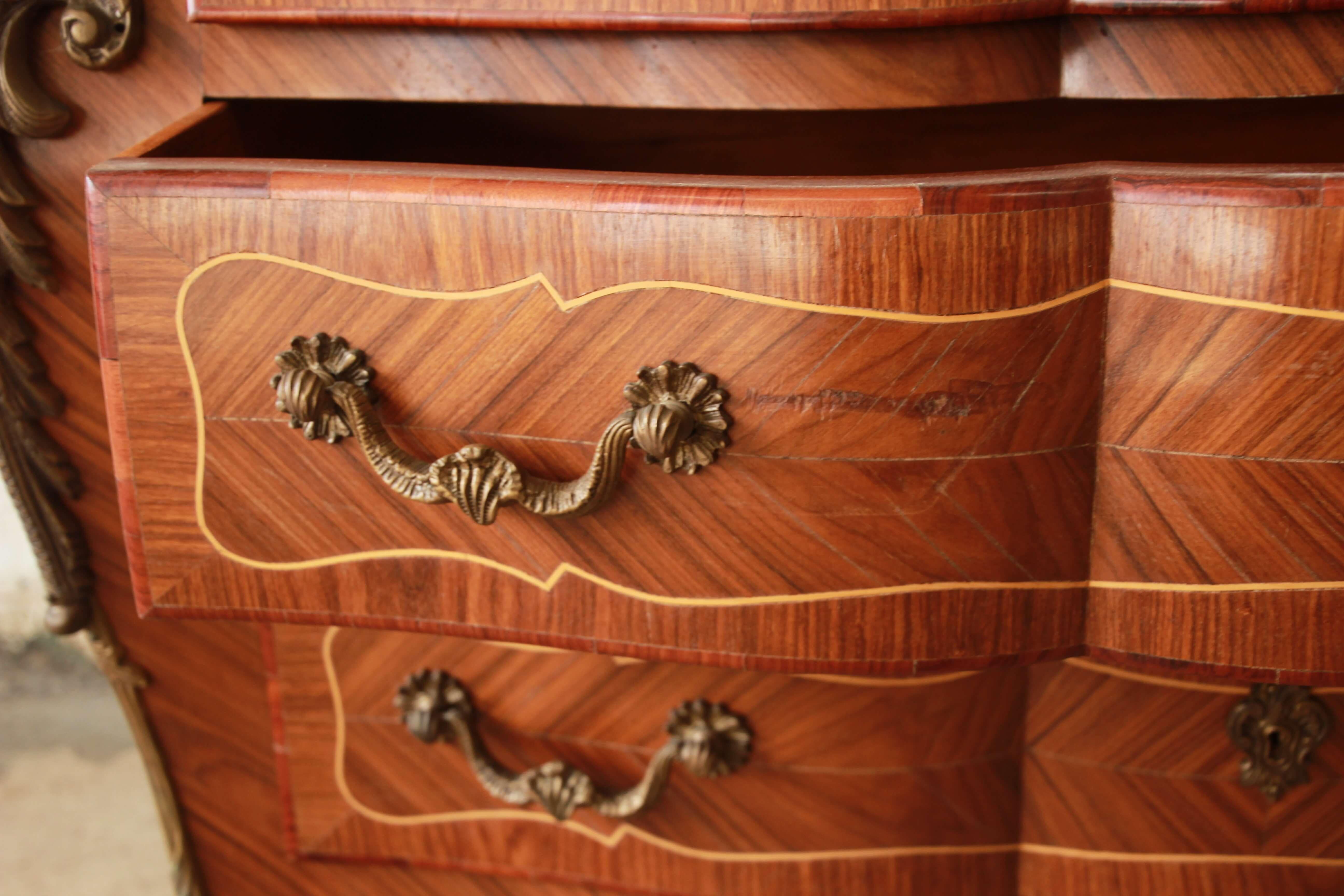 Ornate French Marble-Top Bombay Chest With Bronze Ormolu 3