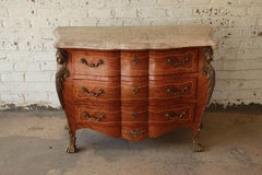Ornate French Marble-Top Bombay Chest With Bronze Ormolu