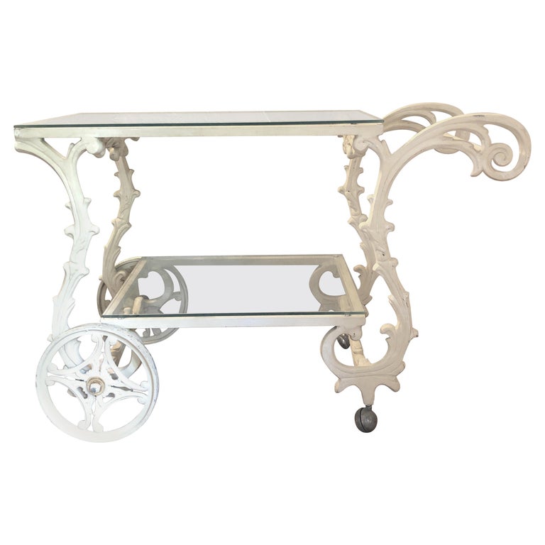 Ornate French Style Wrought Iron Patio/Garden Bar Cart Trolley W/Glass  Shelves For Sale at 1stDibs | wrought iron bar cart outdoor, vintage wrought  iron bar cart, ornate w