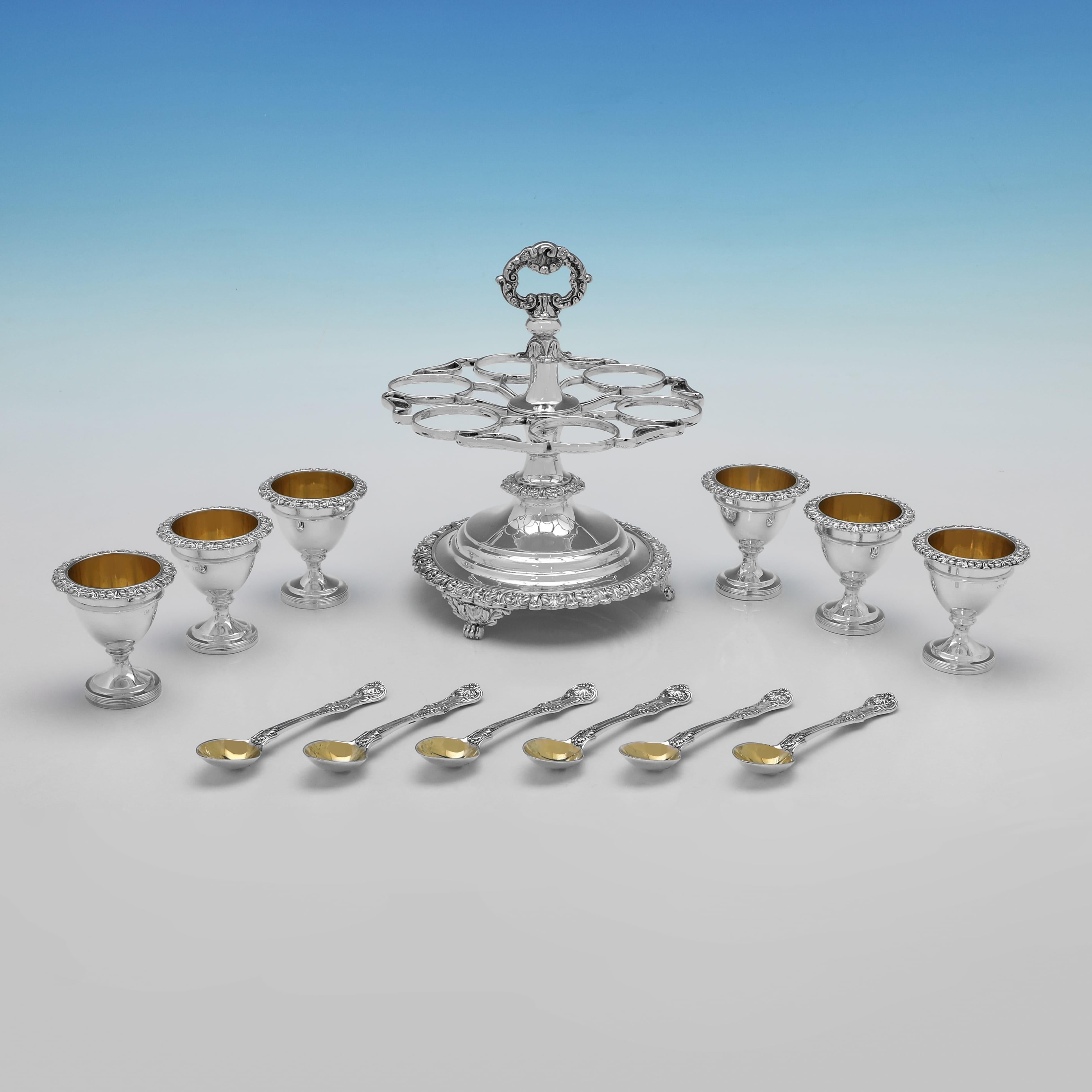 Scottish Ornate George IV period sterling silver egg cruet hallmarked in Edinburgh 1824 For Sale