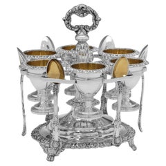 Ornate George IV period sterling silver egg cruet hallmarked in Edinburgh 1824