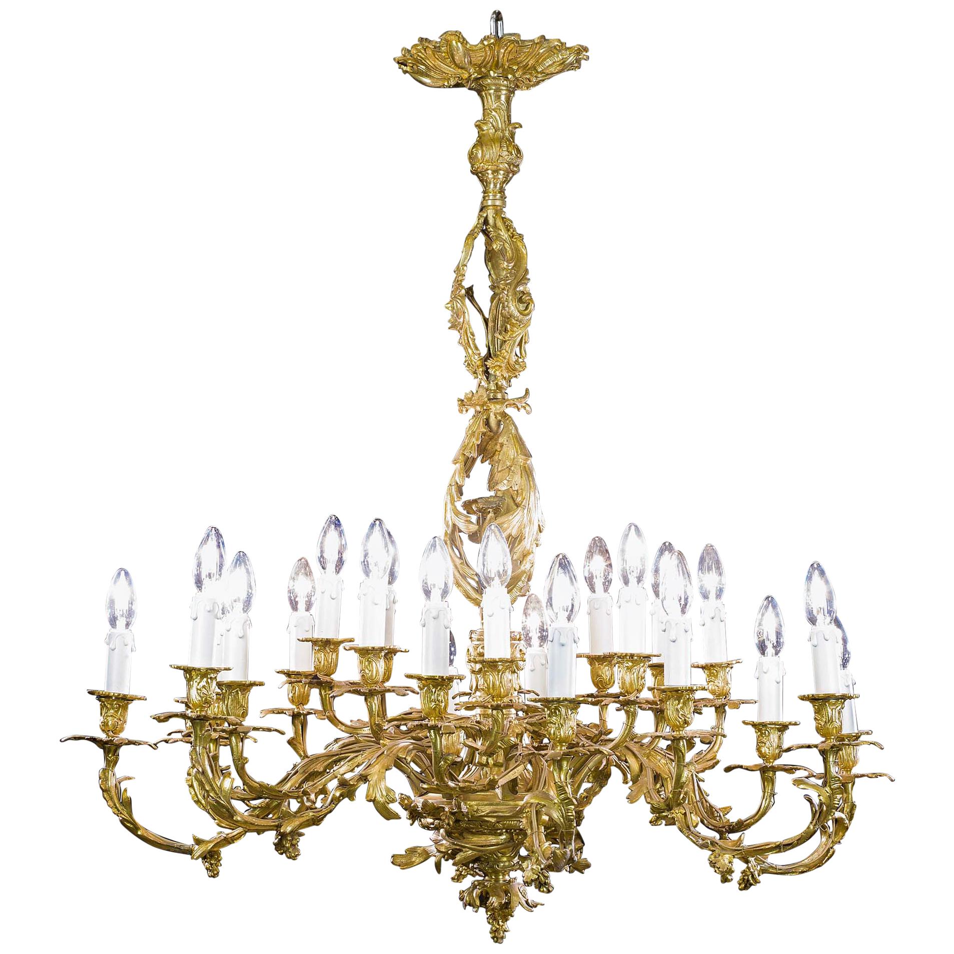 Ornate Gilt Brass Rococo Chandelier