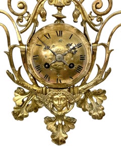Ornate Gilt Bronze Wall Clock with Peacock Motif, Circa 1900