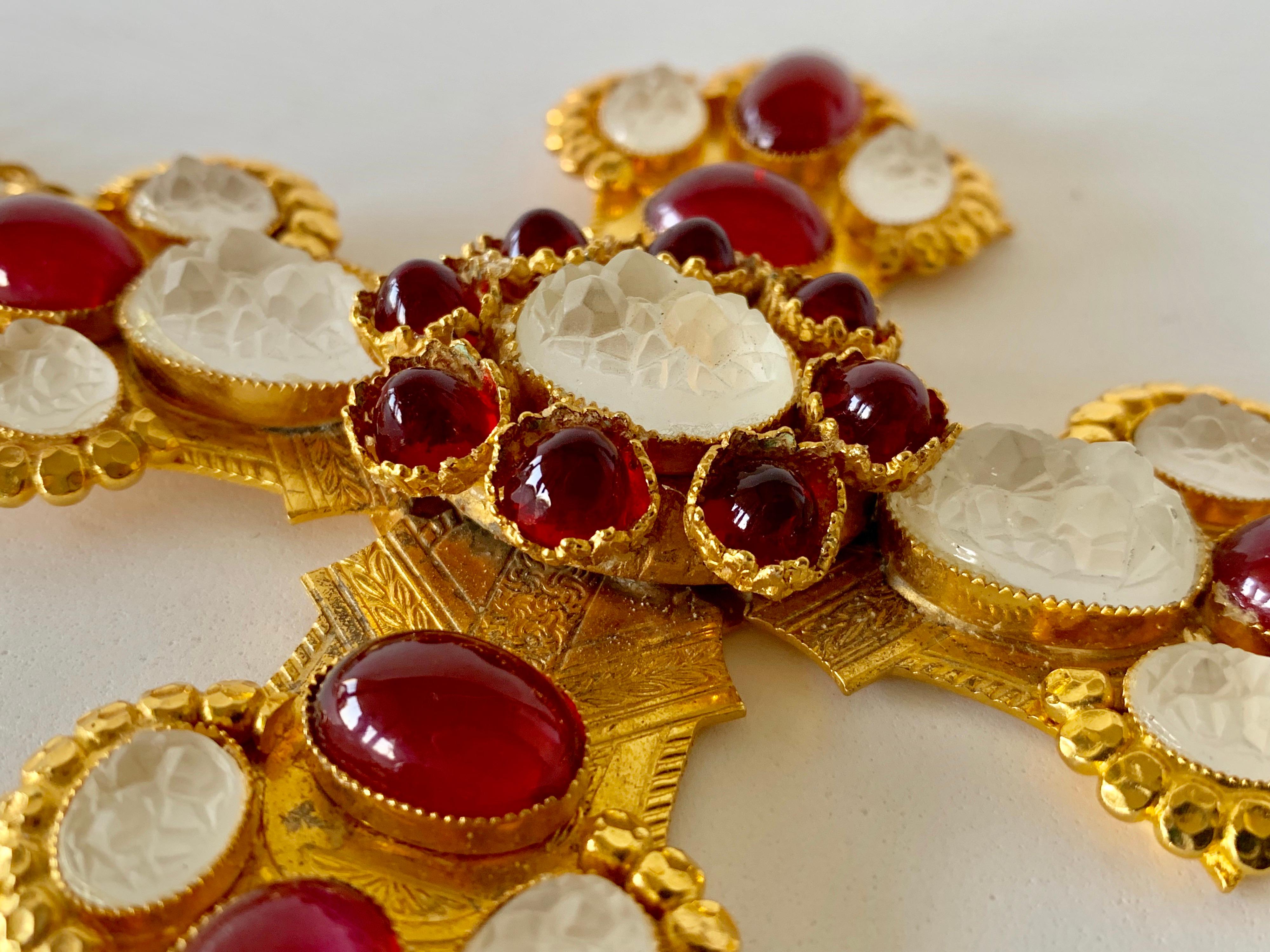Verziertes vergoldetes Kreuz im byzantinischen Stil Statement-Halskette 6