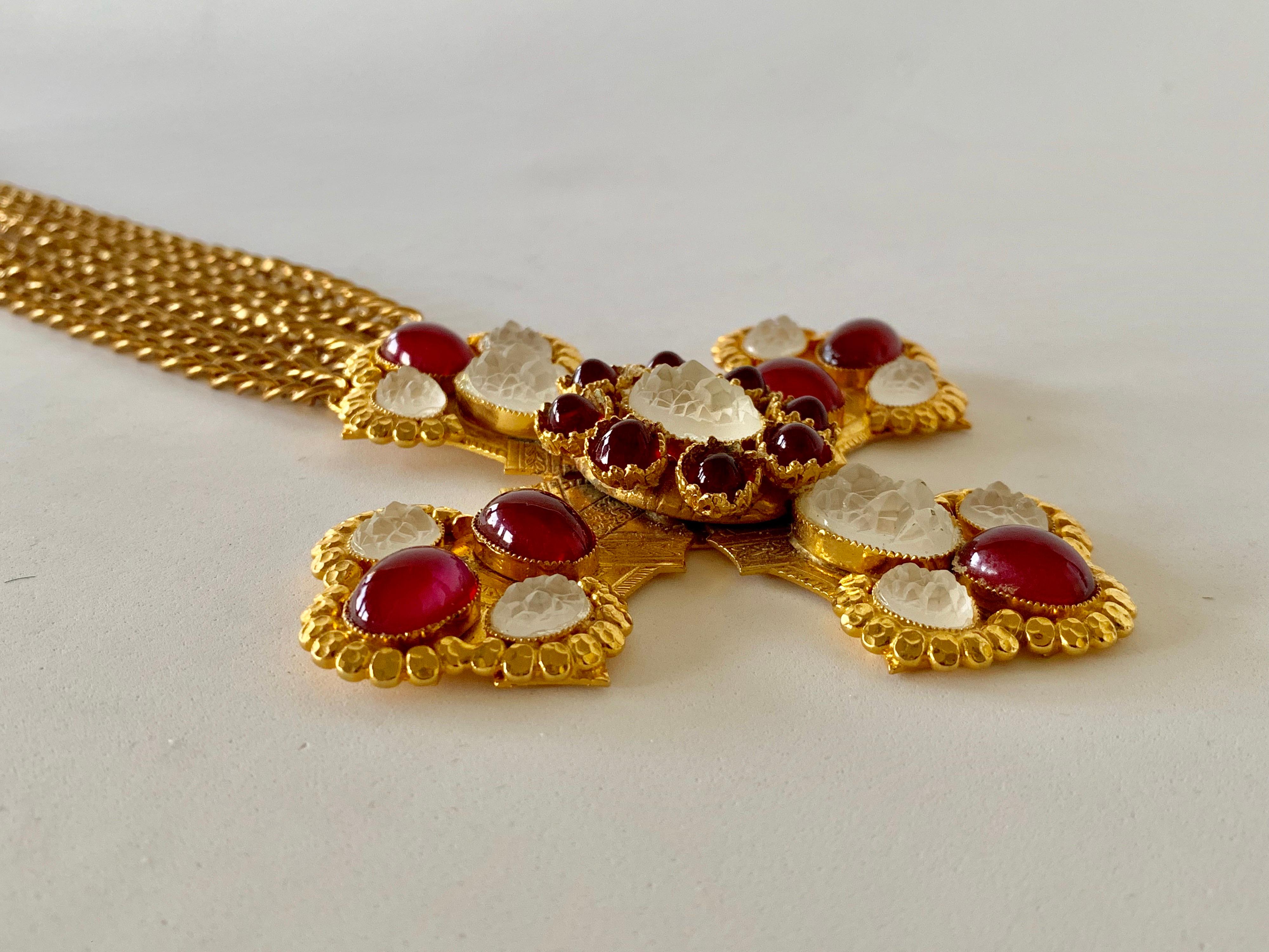 Verziertes vergoldetes Kreuz im byzantinischen Stil Statement-Halskette 7