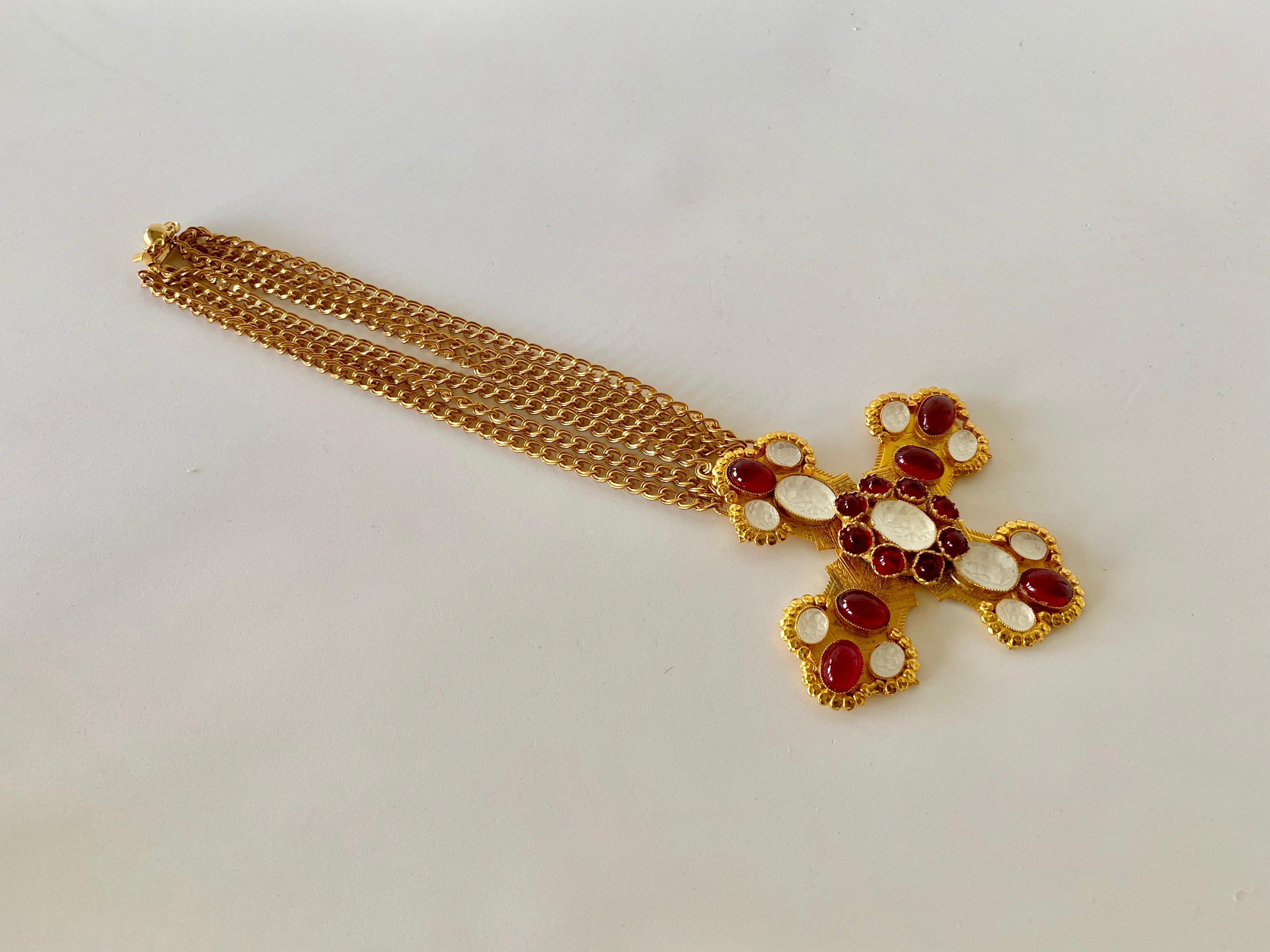 Verziertes vergoldetes Kreuz im byzantinischen Stil Statement-Halskette 8
