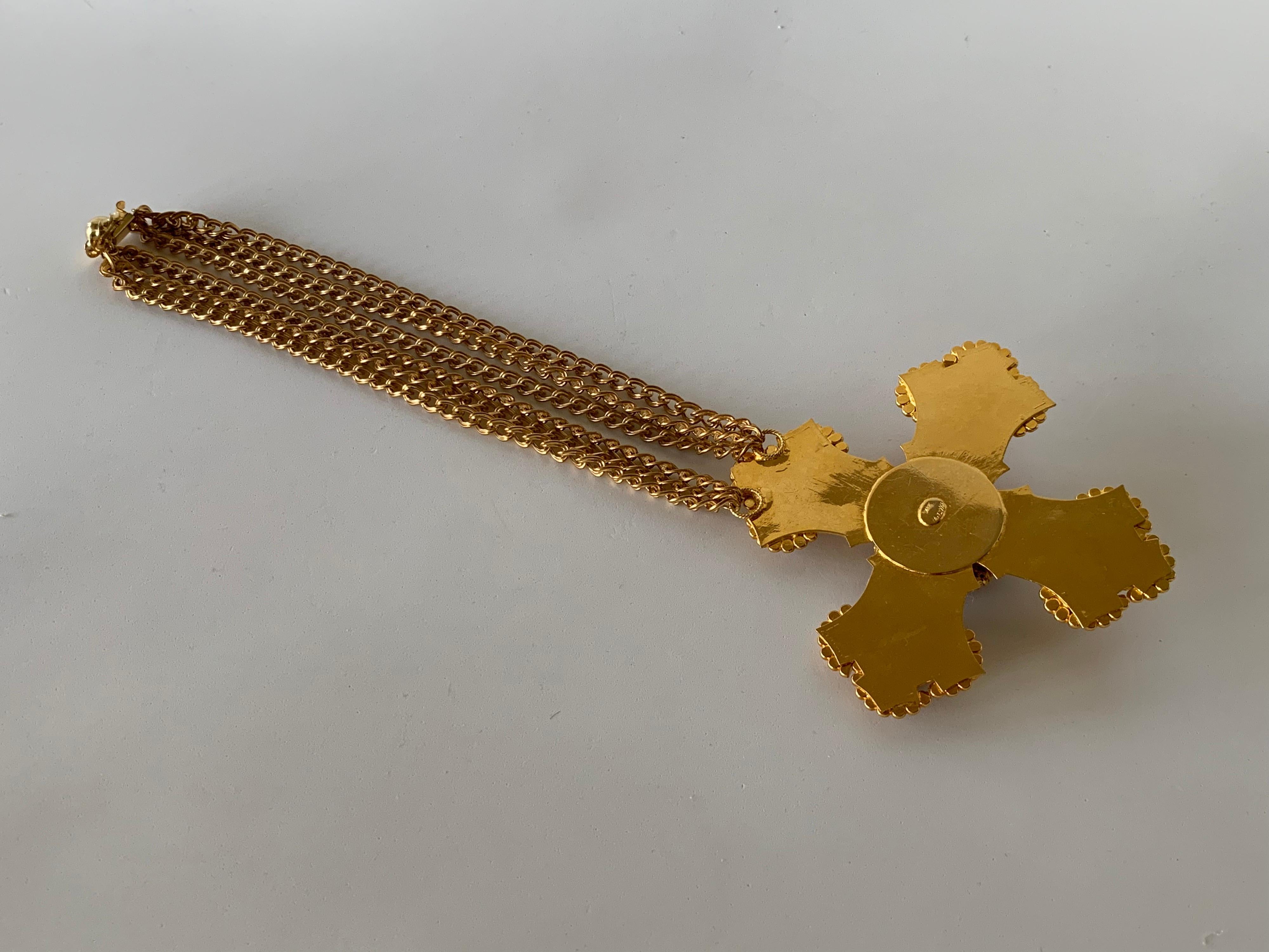 Verziertes vergoldetes Kreuz im byzantinischen Stil Statement-Halskette 10
