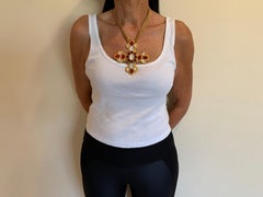 Ornate Gilt Byzantine Style Statement Cross Necklace