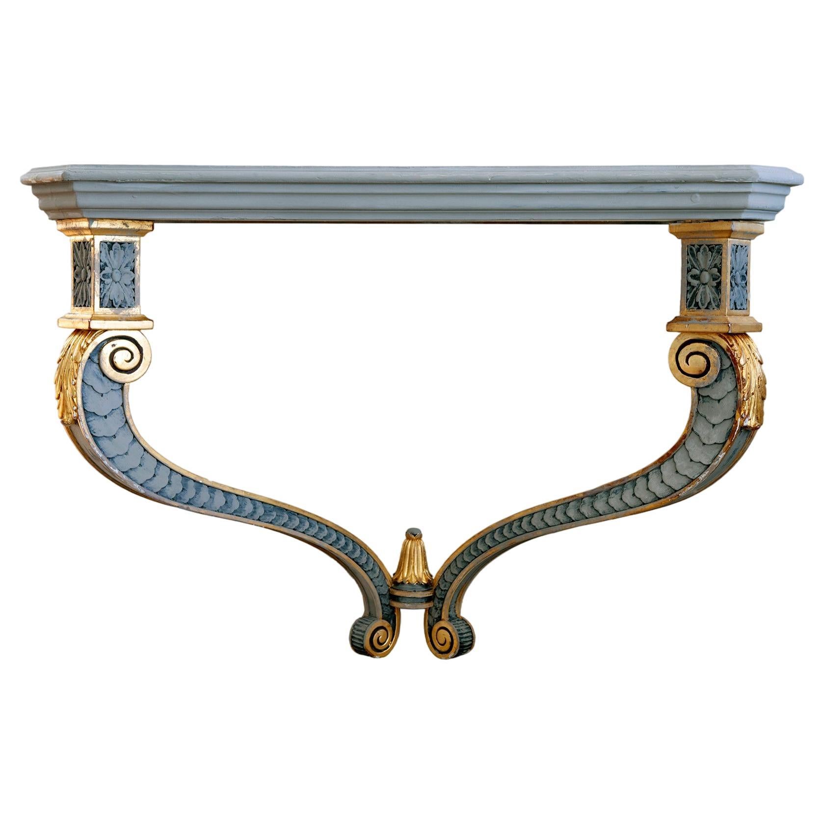 Renaissance Revival Ornate Gilt & Carved Italian Wall Console For Sale