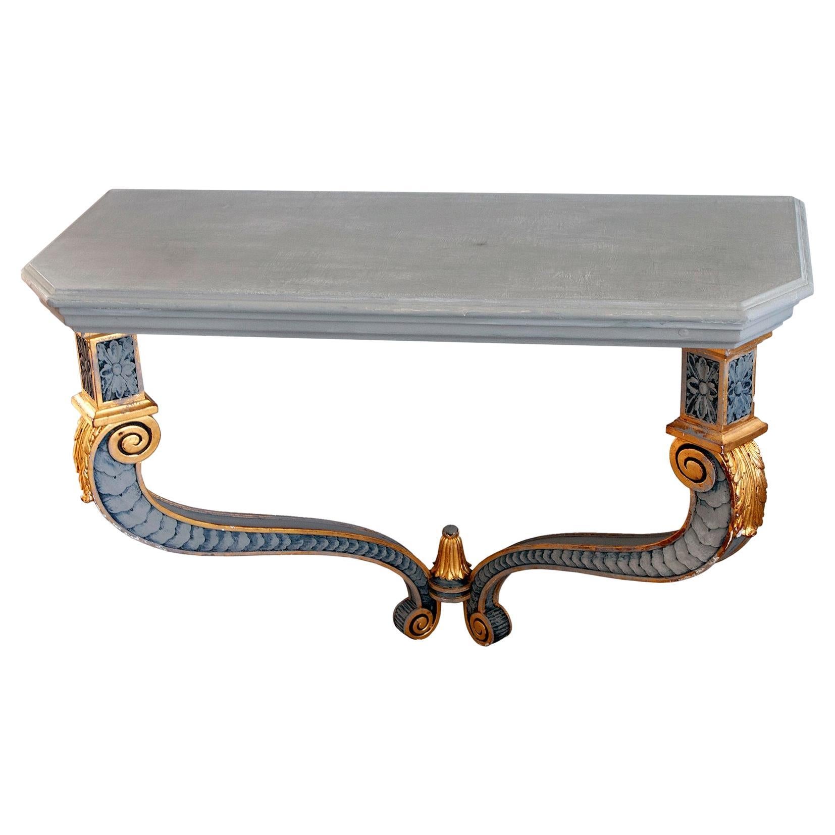 Ornate Gilt & Carved Italian Wall Console For Sale