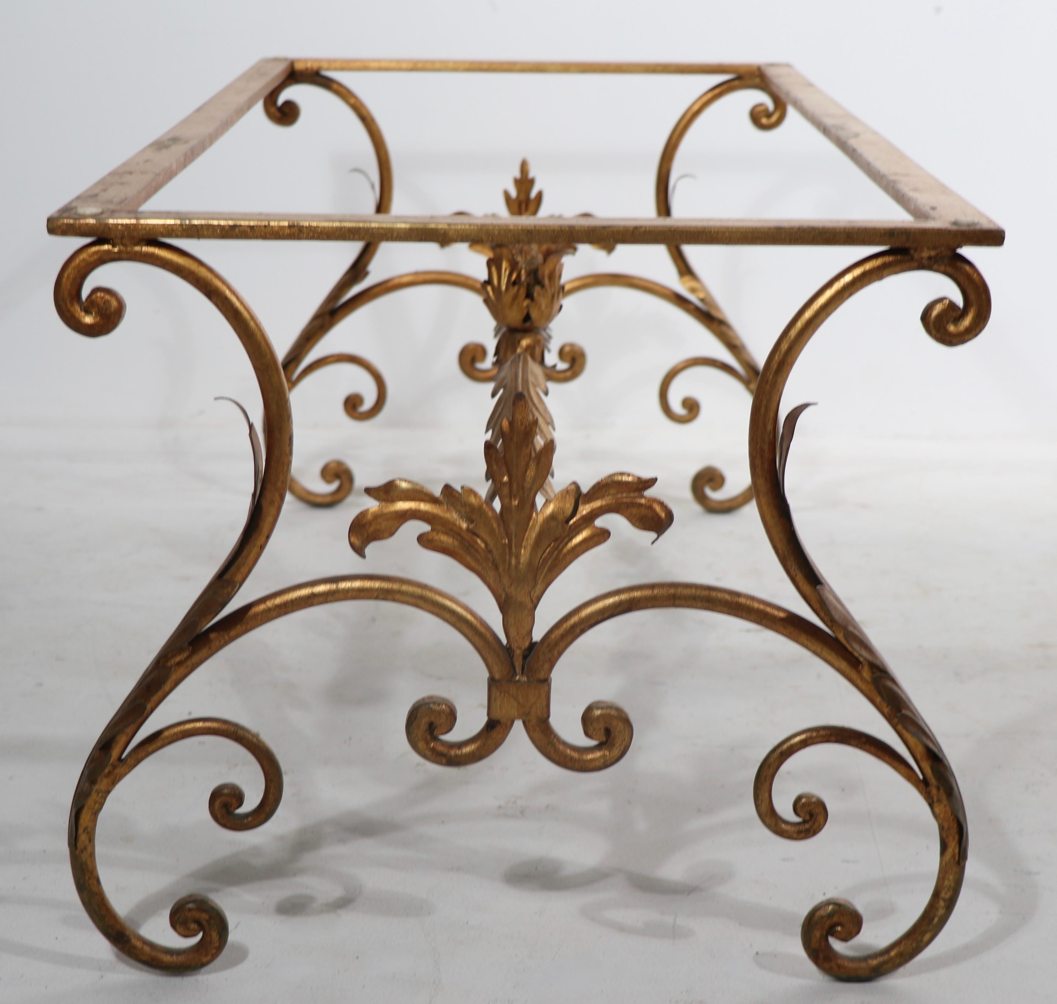 Wrought Iron Ornate Gilt Coffee Table Base For Sale
