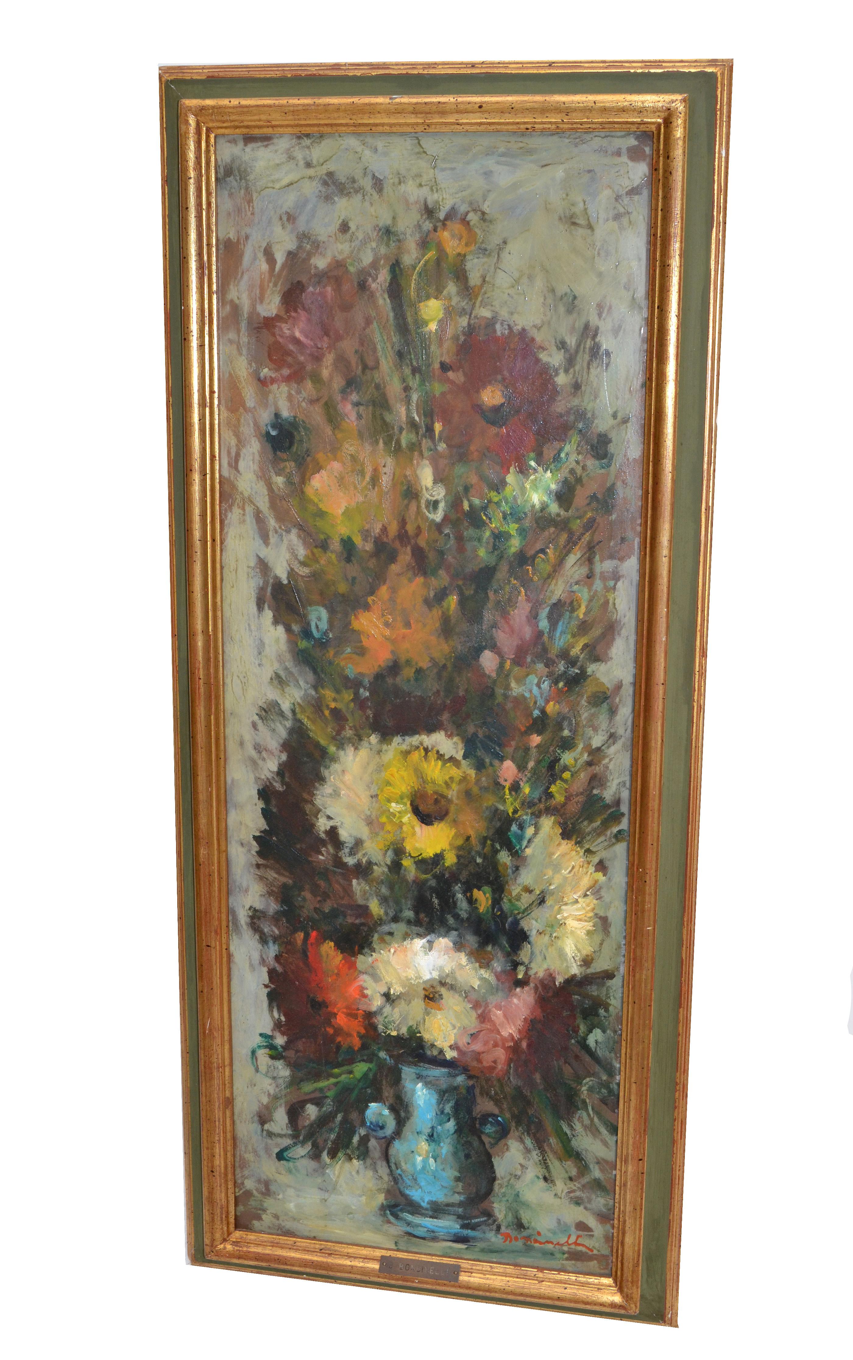 Italian Ornate Gilt Framed Oil Painting Floral Bouquet Still Life Signed G. Boncinelli  For Sale