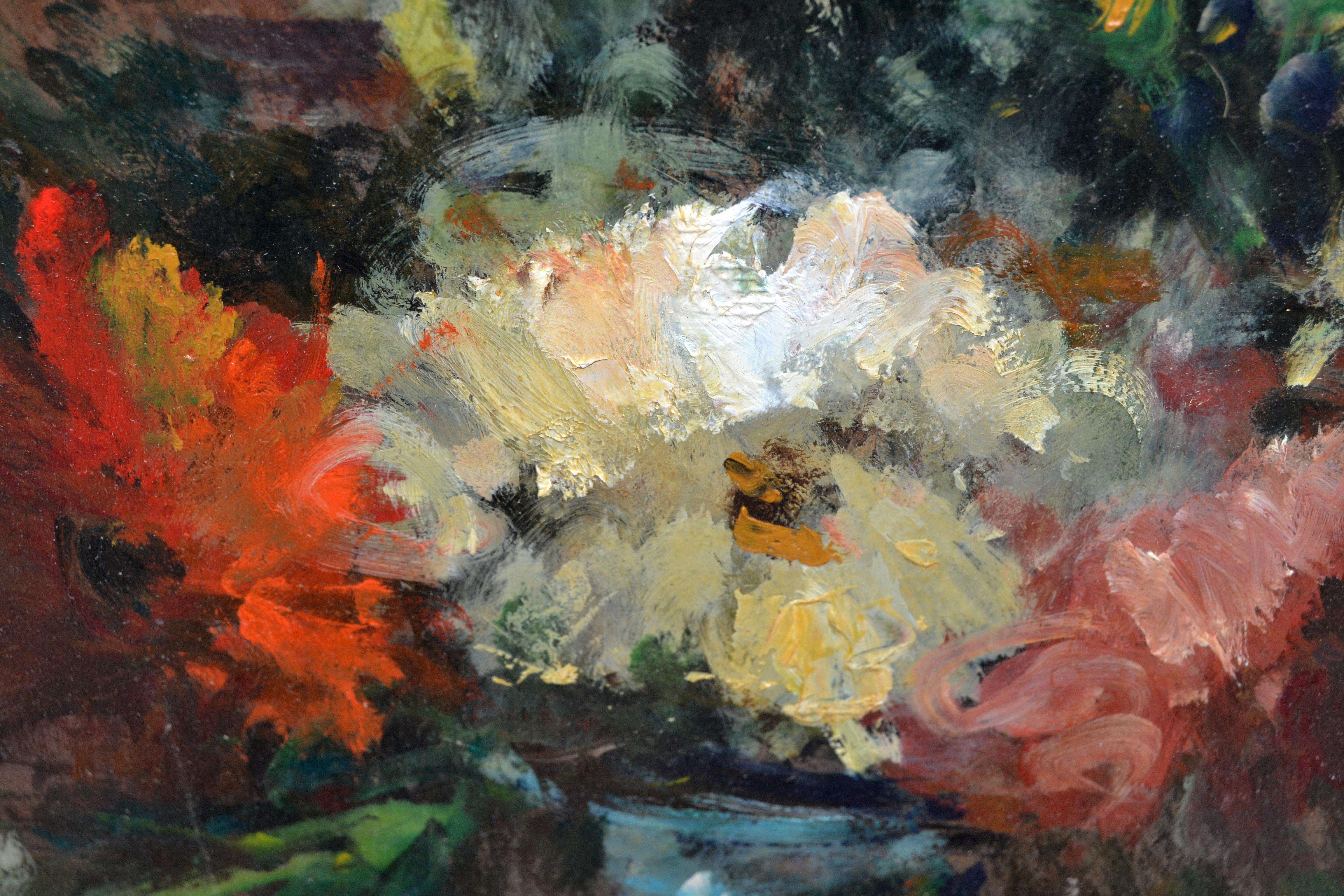 20th Century Ornate Gilt Framed Oil Painting Floral Bouquet Still Life Signed G. Boncinelli  For Sale