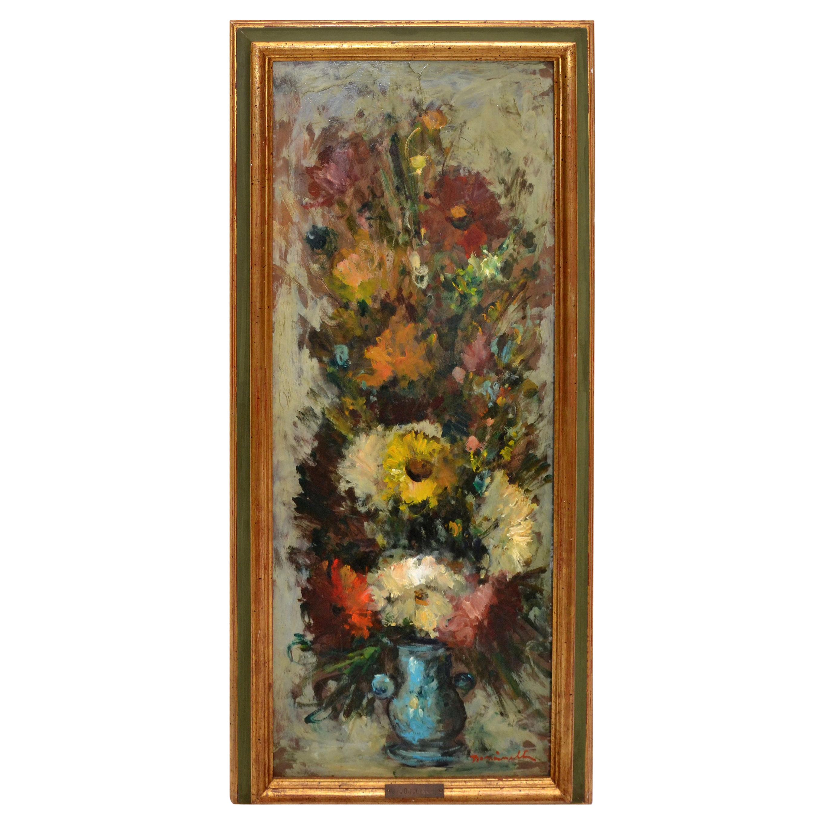 Ornate Gilt Framed Oil Painting Floral Bouquet Still Life Signed G. Boncinelli 