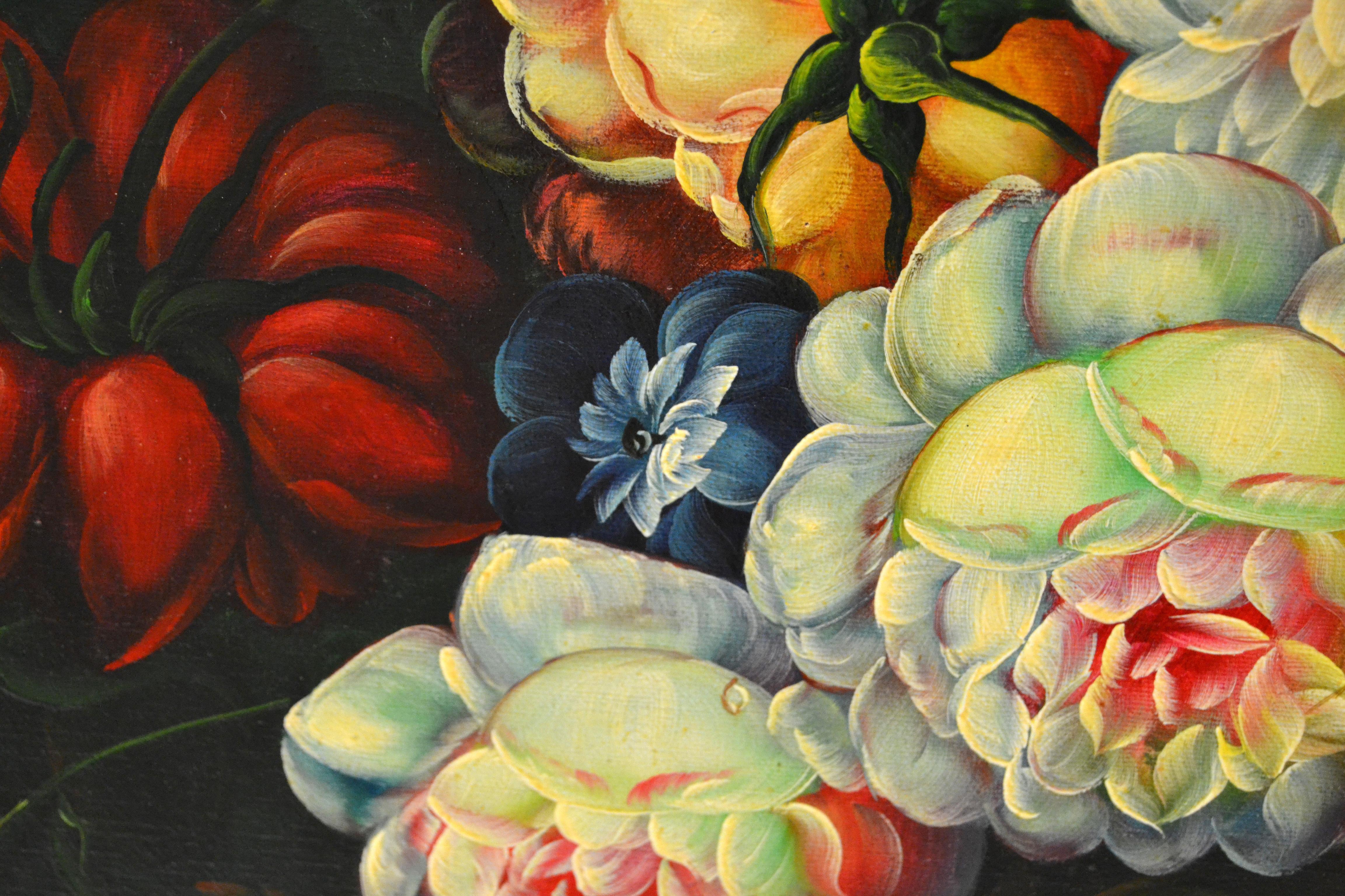 Modern Ornate Gilt Framed Oil Painting Floral Bouquet Still Life Signed James Moran For Sale
