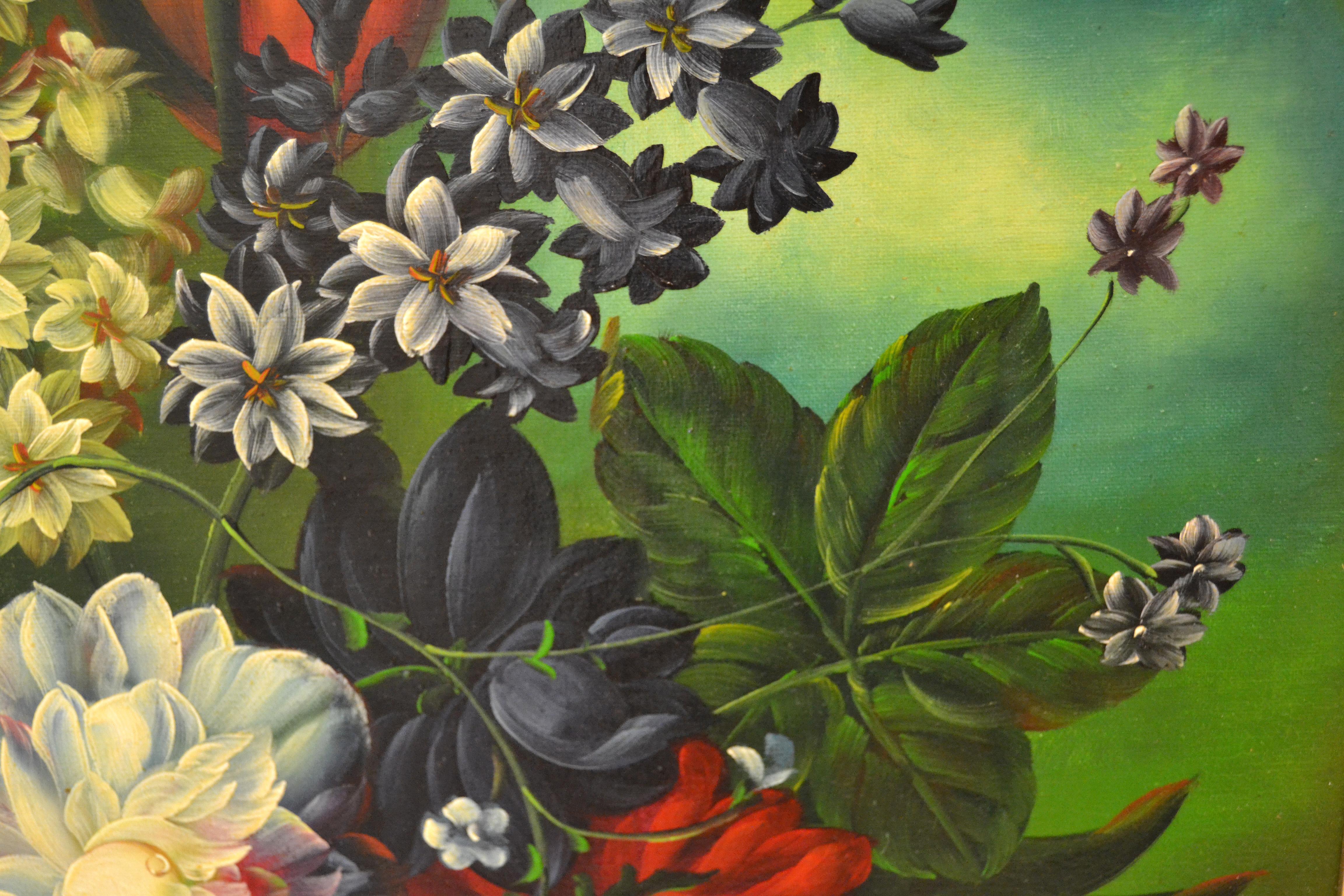 American Ornate Gilt Framed Oil Painting Floral Bouquet Still Life Signed James Moran For Sale
