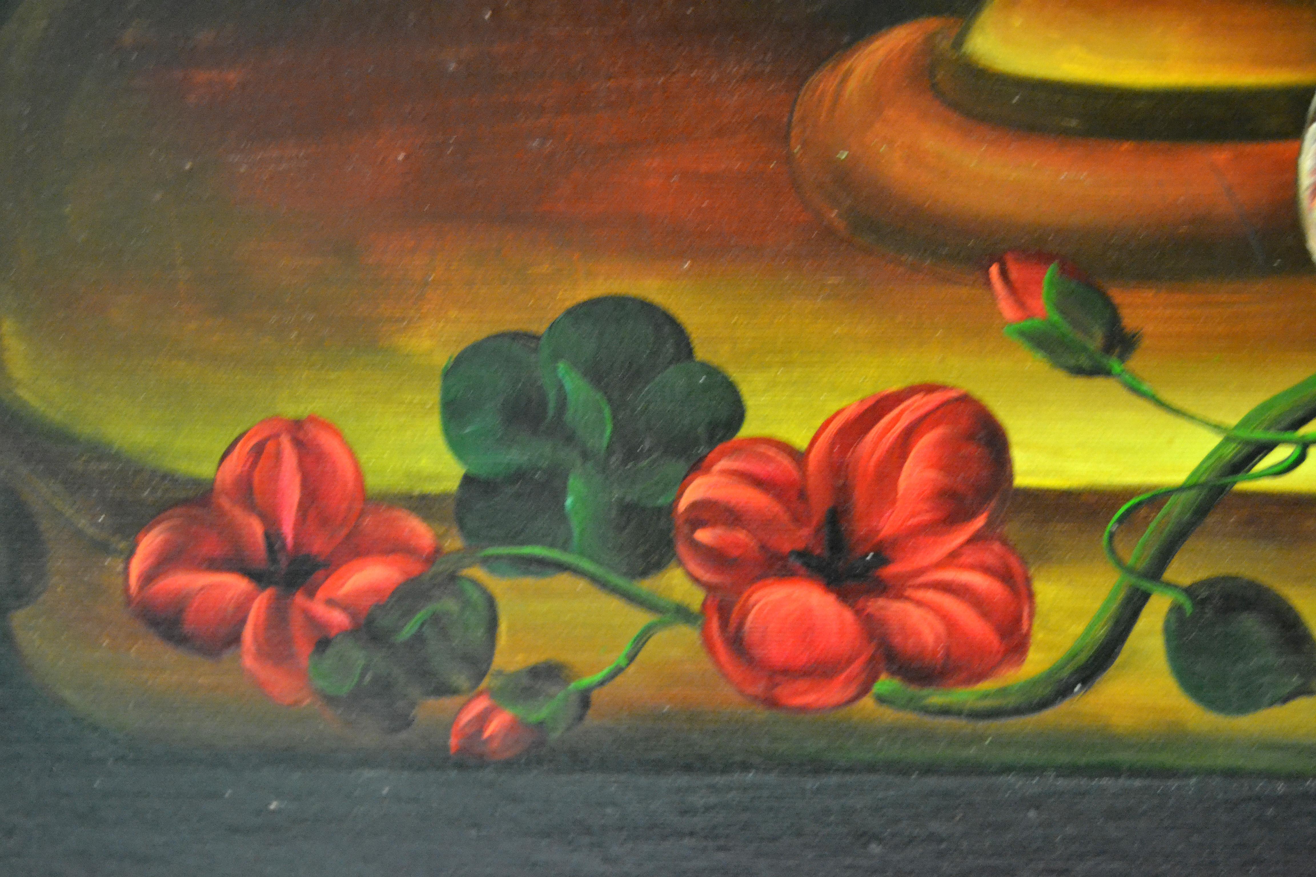 Cuadro al óleo con marco dorado adornado Floral Bouquet Still Life Firmado James Moran en venta 1