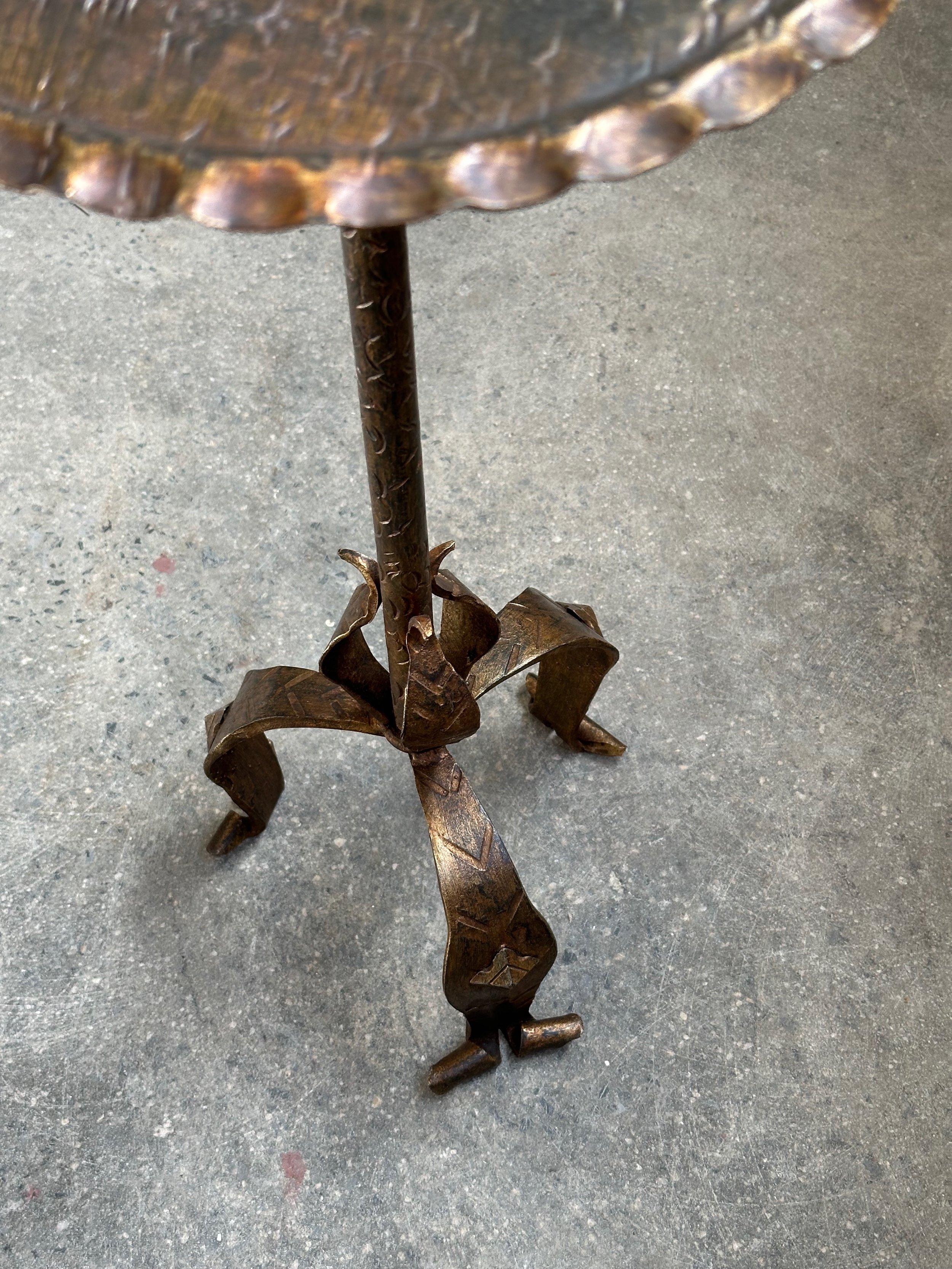 Ornate Gilt Iron Drinks Table with Floral Detail  2