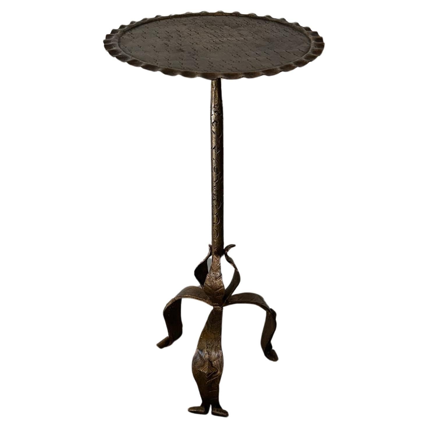 Ornate Gilt Iron Drinks Table with Floral Detail  For Sale
